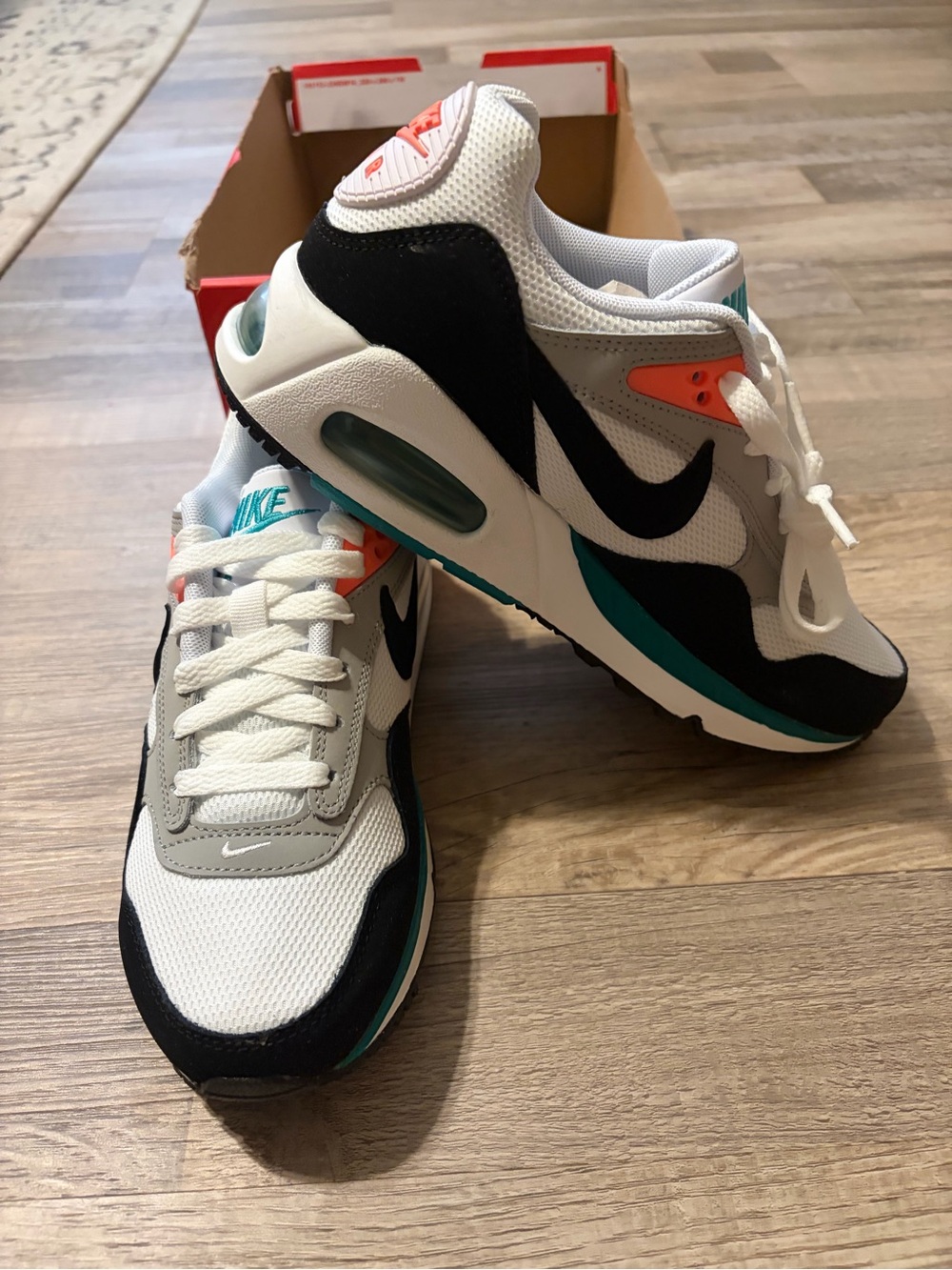 Nike Air Max Correlate Sneakers in White, Black & Teal Accent - Picture 2 of 5